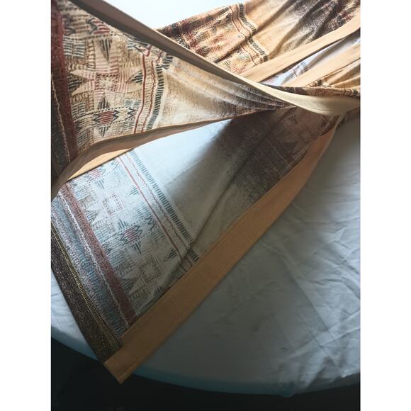 Joseph Ribkoff Gold Brown Ochre Foil Detail Short Sleeve Maxi Cardigan Duster 8 - Picture 3 of 8